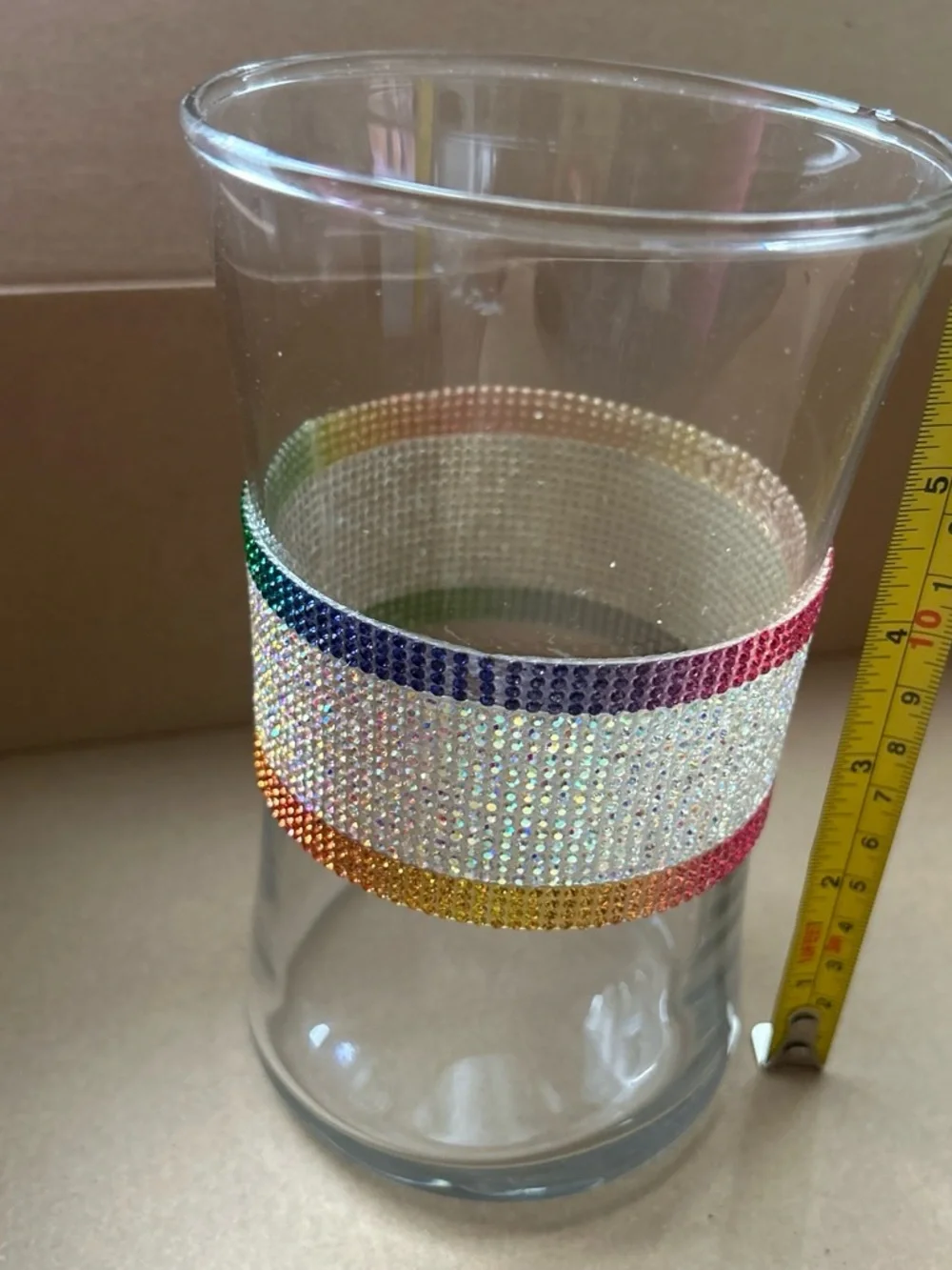 Glass Vase with Multicolor Crystal Band by